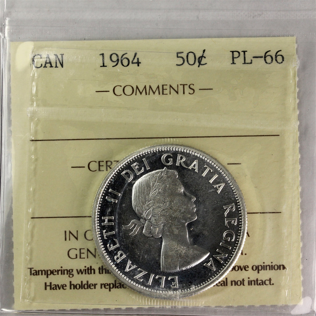 1964 Canada 50-cents ICCS Certified PL66