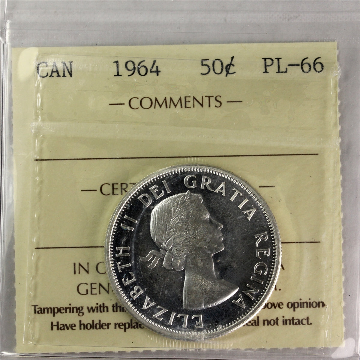 1964 Canada 50-cents ICCS Certified PL66