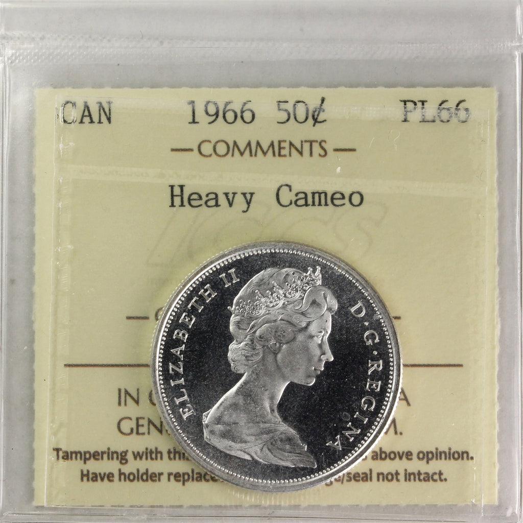 1966 Canada 50-cents ICCS Certified PL66 Heavy Cameo