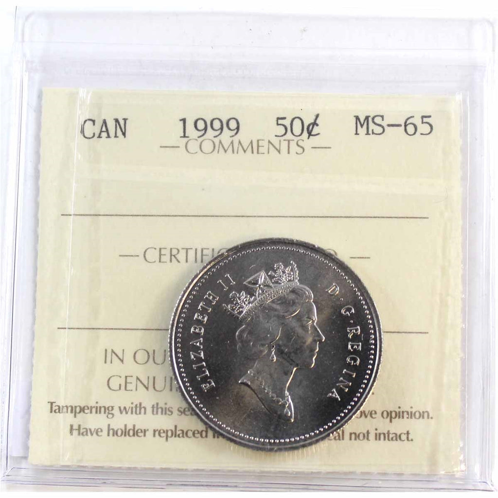 1999 Canada 50-cents ICCS Certified MS65