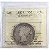 1881H Canada 50-cents ICCS Certified G6