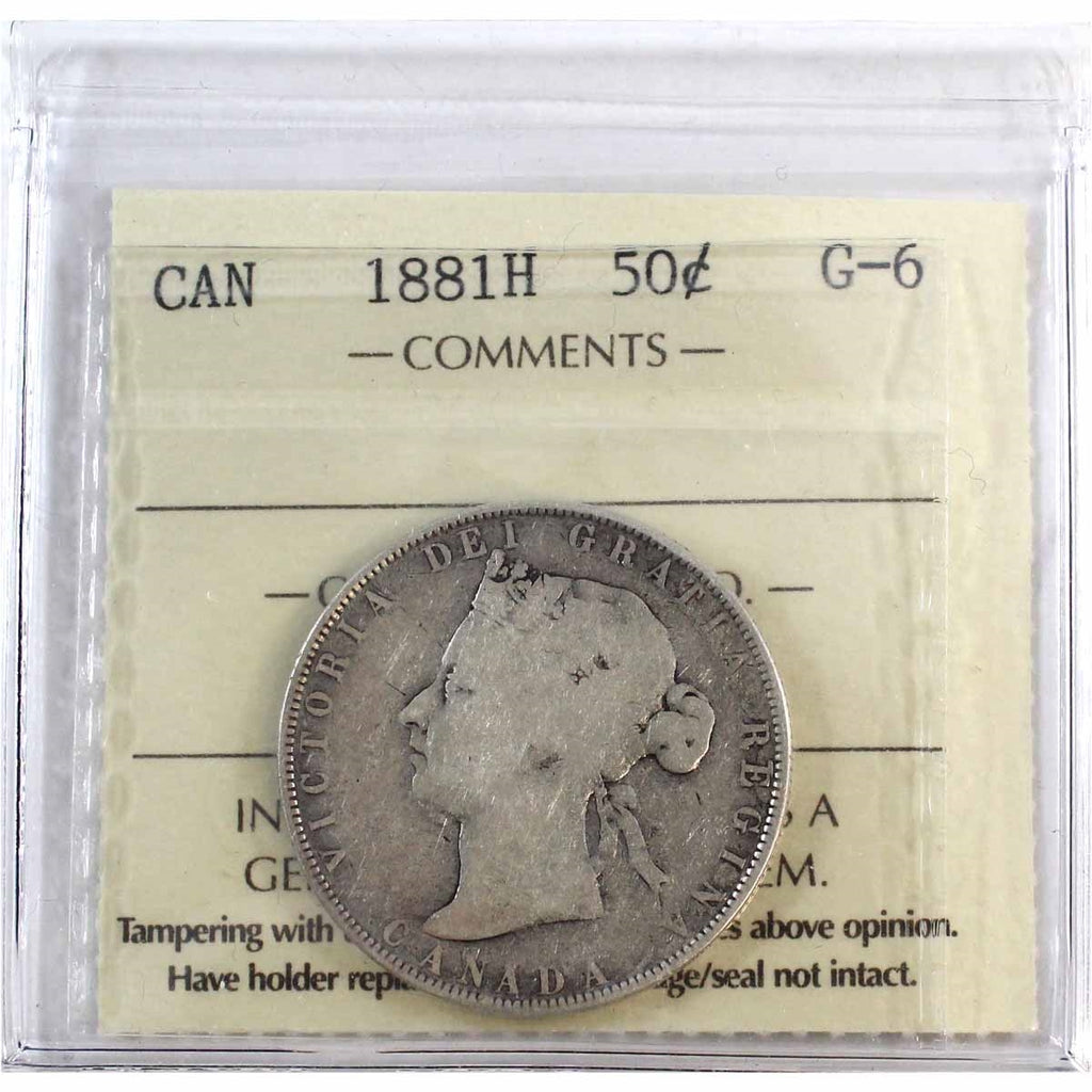 1881H Canada 50-cents ICCS Certified G6