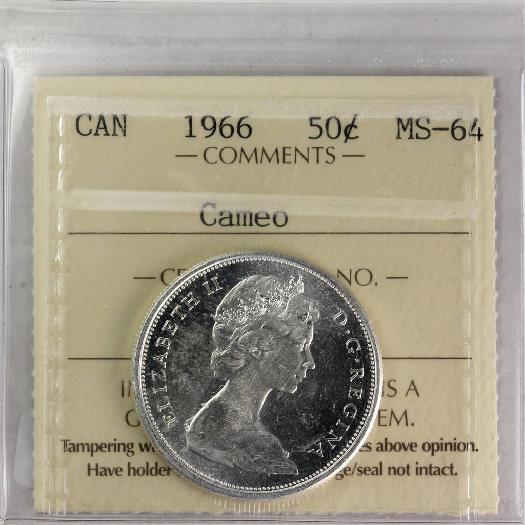 1966 Canada 50-cents ICCS Certified MS64 Cameo