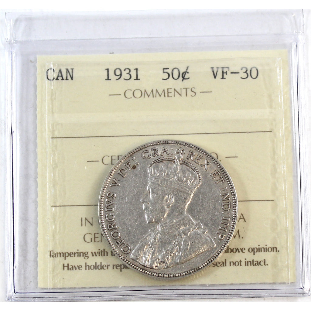 1931 Canada 50-cents ICCS Certified VF30