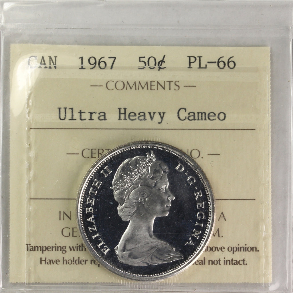 1967 Canada 50-cents ICCS Certified PL66 Ultra Heavy Cameo