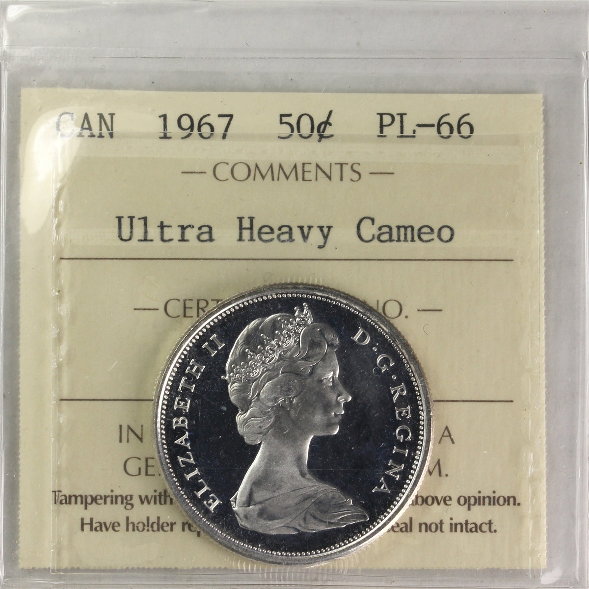 1967 Canada 50-cents ICCS Certified PL66 Ultra Heavy Cameo