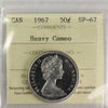 1967 Canada 50-cents ICCS Certified SP67 Heavy Cameo