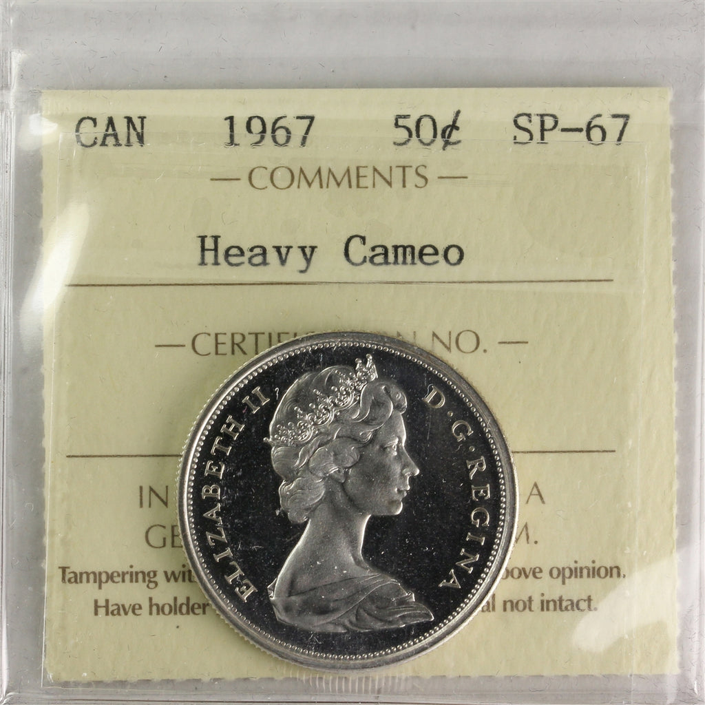 1967 Canada 50-cents ICCS Certified SP67 Heavy Cameo