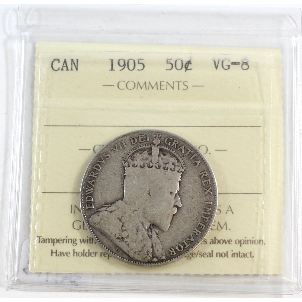 1905 Canada 50-cents ICCS Certified VG8