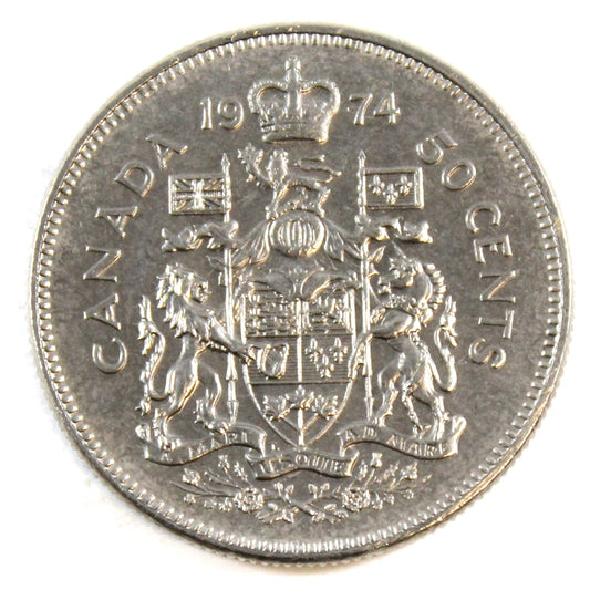 1974 Missing S Canada 50-cents AU-UNC (AU55)