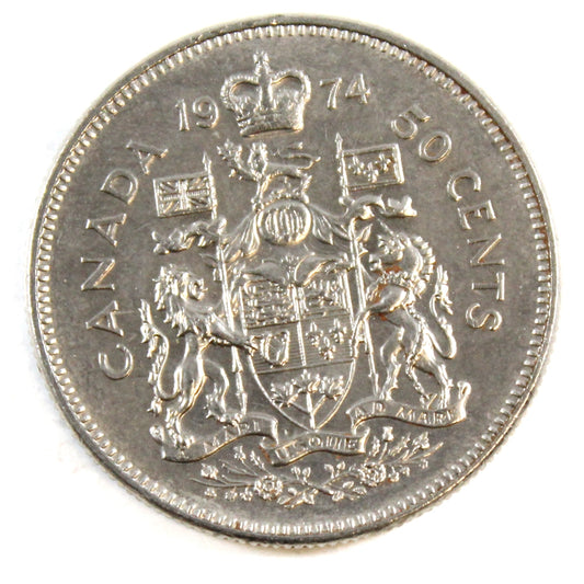 1974 Missing S Canada 50-cents Almost Uncirculated (MS63)