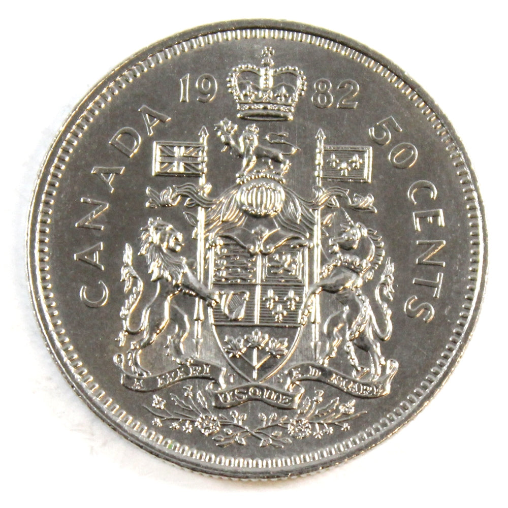 1982 Small Beads Canada 50-cents Uncirculated (MS60)