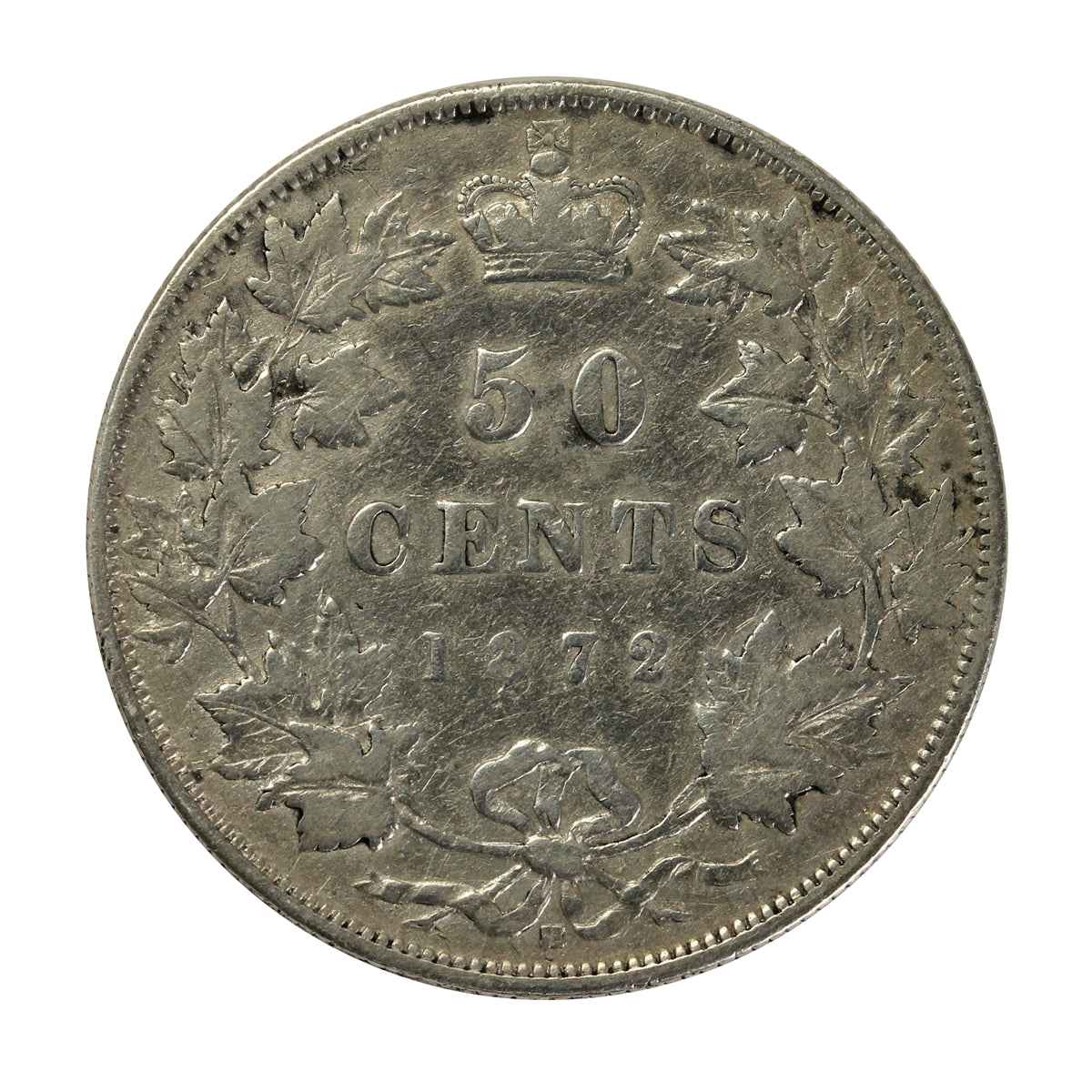 1872H Inverted A/V Canada 50-cents Very Good (VG8) $