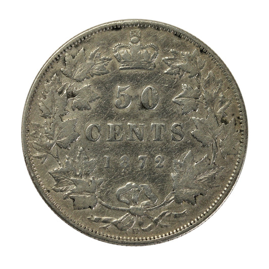 1872H Inverted A/V Canada 50-cents Very Good (VG8) $