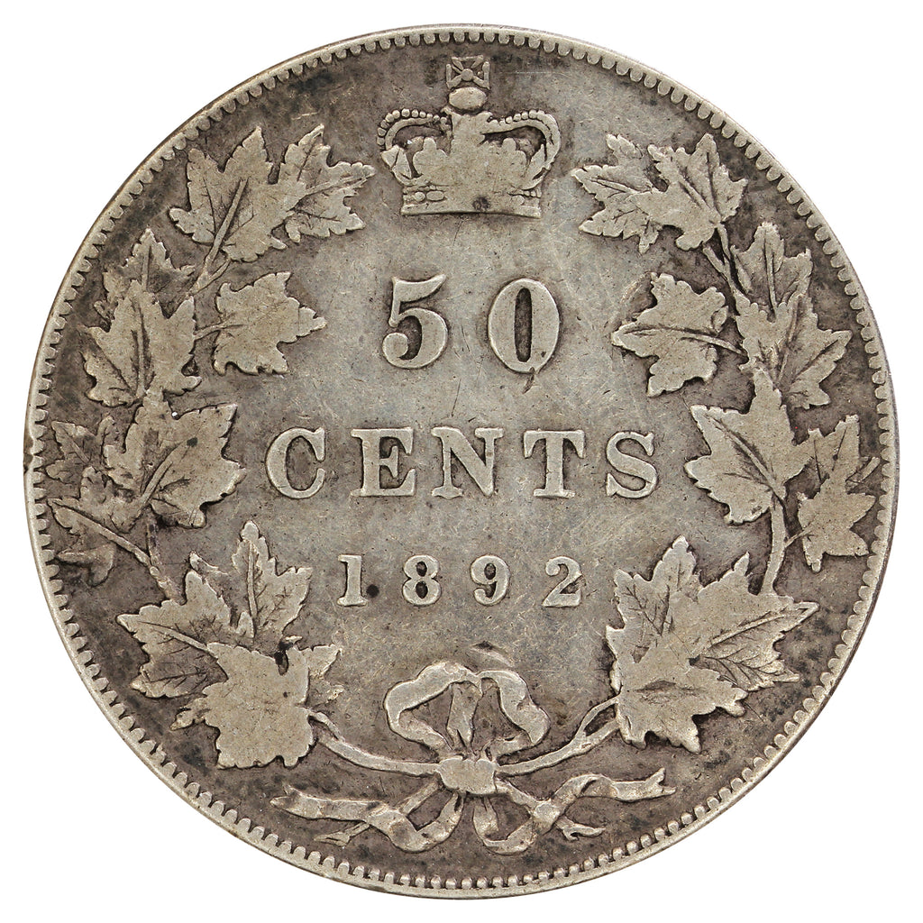 1892 Obv. 4 Canada 50-cents F-VF (F15) $