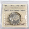 1953 Small Date Canada 50-cents ICCS Certified MS64 Heavy Cameo
