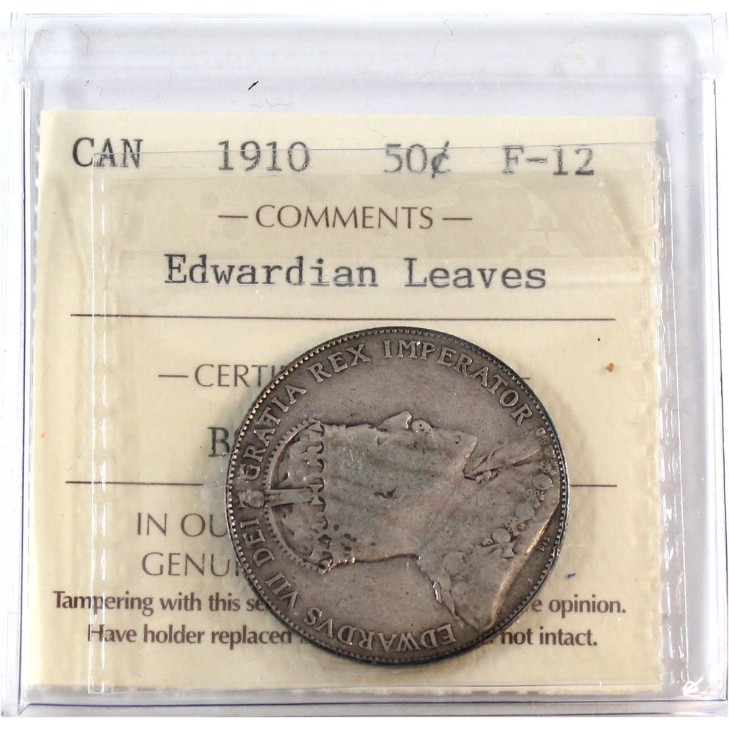 1910 Edwardian Leaves Canada 50-cents ICCS Certified F12