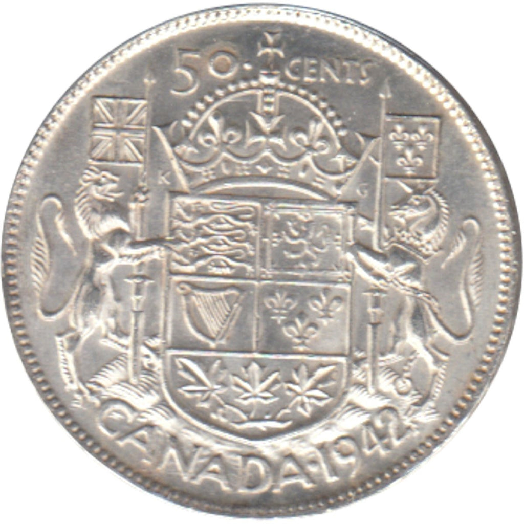 1942 Canada 50-cents AU-UNC Cameo (AU55)