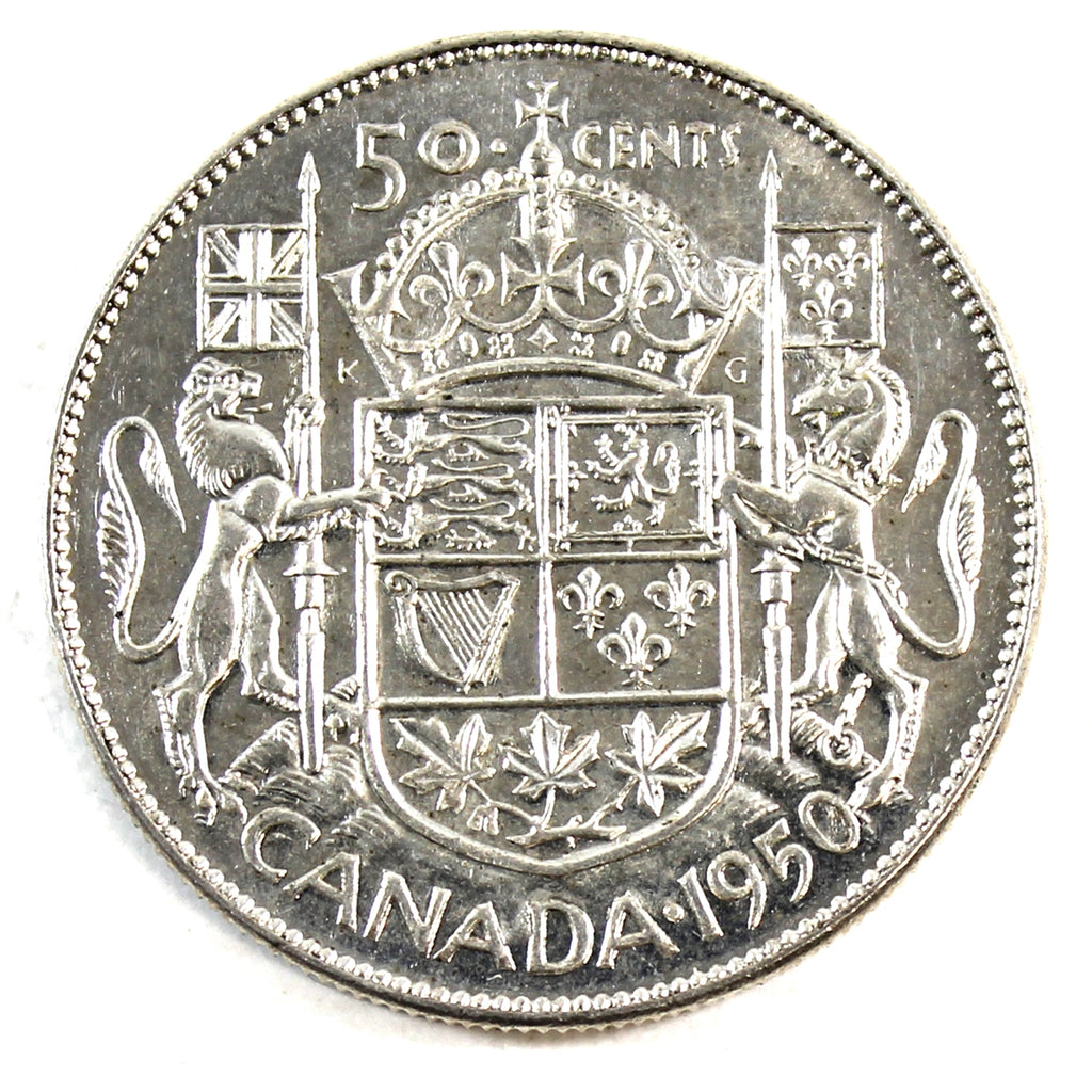 1950 Half Design Canada 50-cents Almost Uncirculated (AU50)