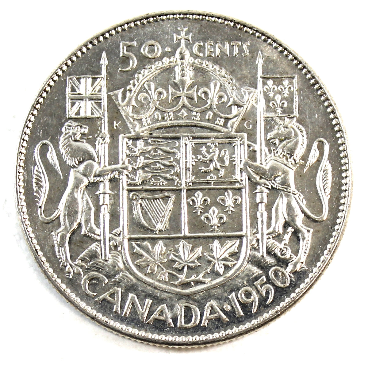1950 Half Design Canada 50-cents Almost Uncirculated (AU50)