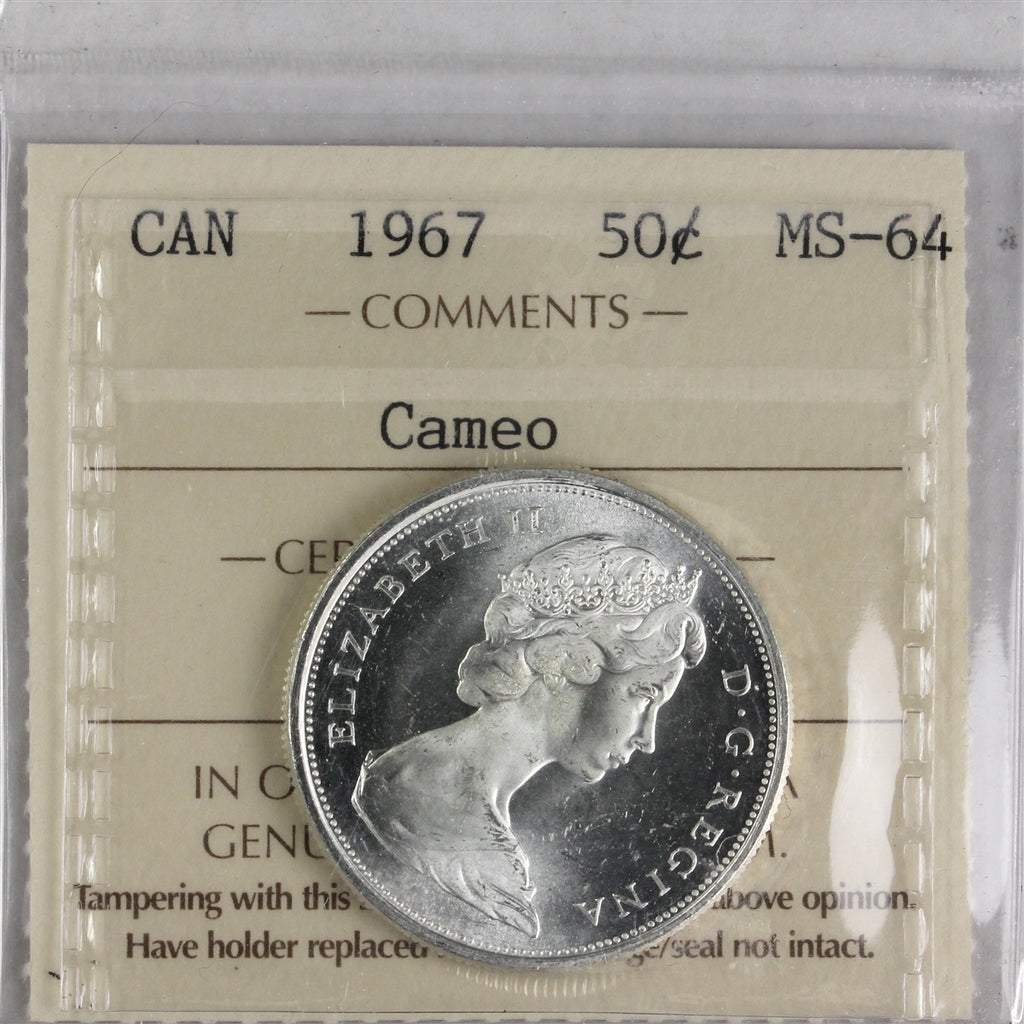 1967 Canada 50-cents ICCS Certified MS64 Cameo