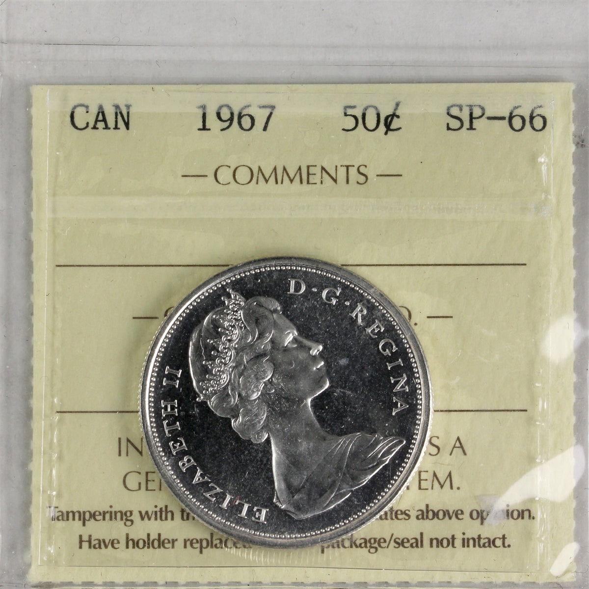 1967 Canada 50-cents ICCS Certified SP66