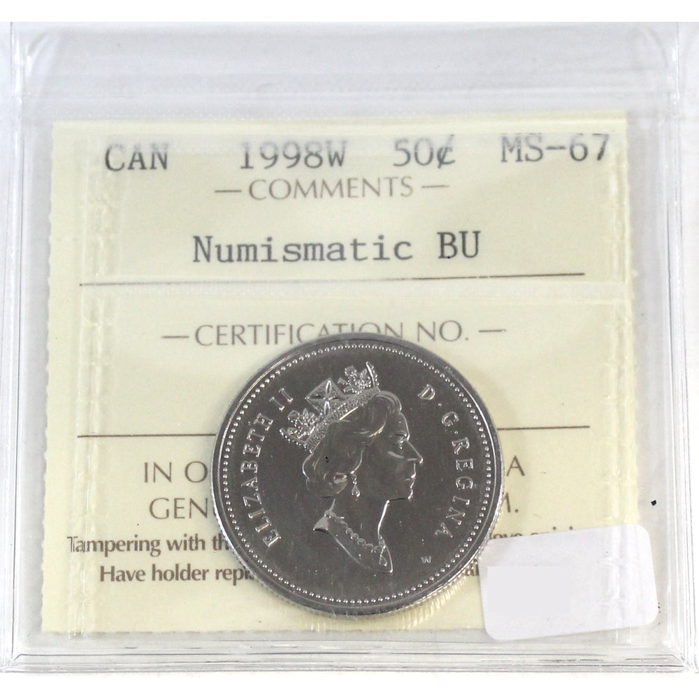 1998W Canada 50-cents ICCS Certified MS67 NBU