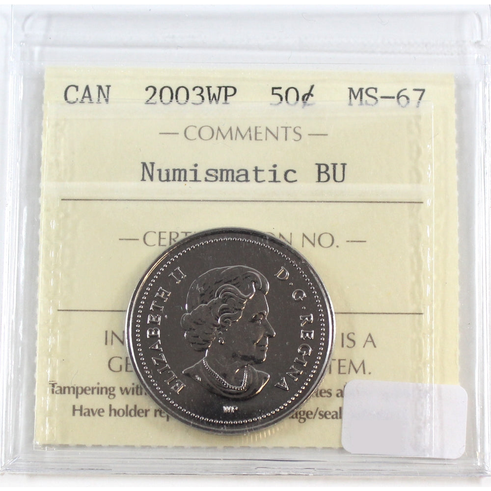 2003WP New Effigy Canada 50-cents ICCS Certified MS67 NBU