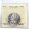 1957 Canada 50-cents ICCS Certified MS65