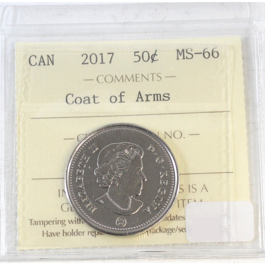 2017 Coat of Arms Canada 50-cents ICCS Certified MS66