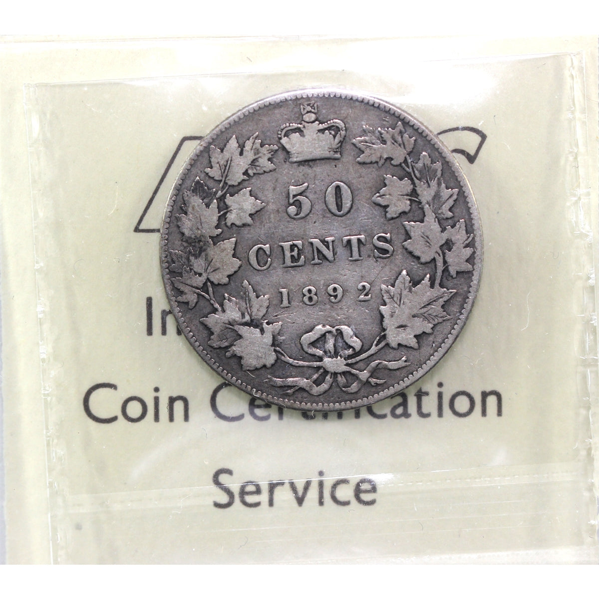 1892 Obv. 4 Canada 50-cents ICCS Certified VG8