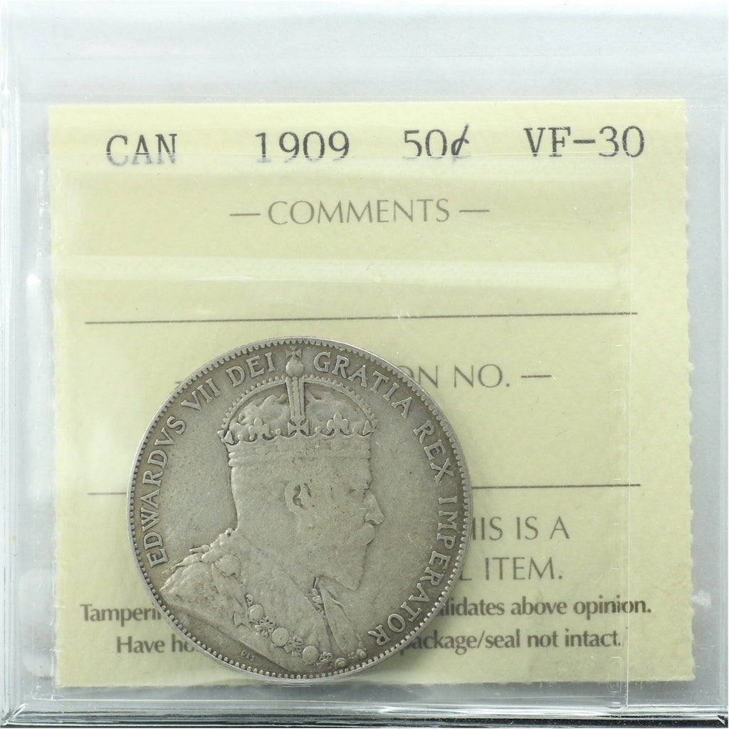 1909 Canada 50-cents ICCS Certified VF30