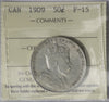 1909 Canada 50-cents ICCS Certified F15