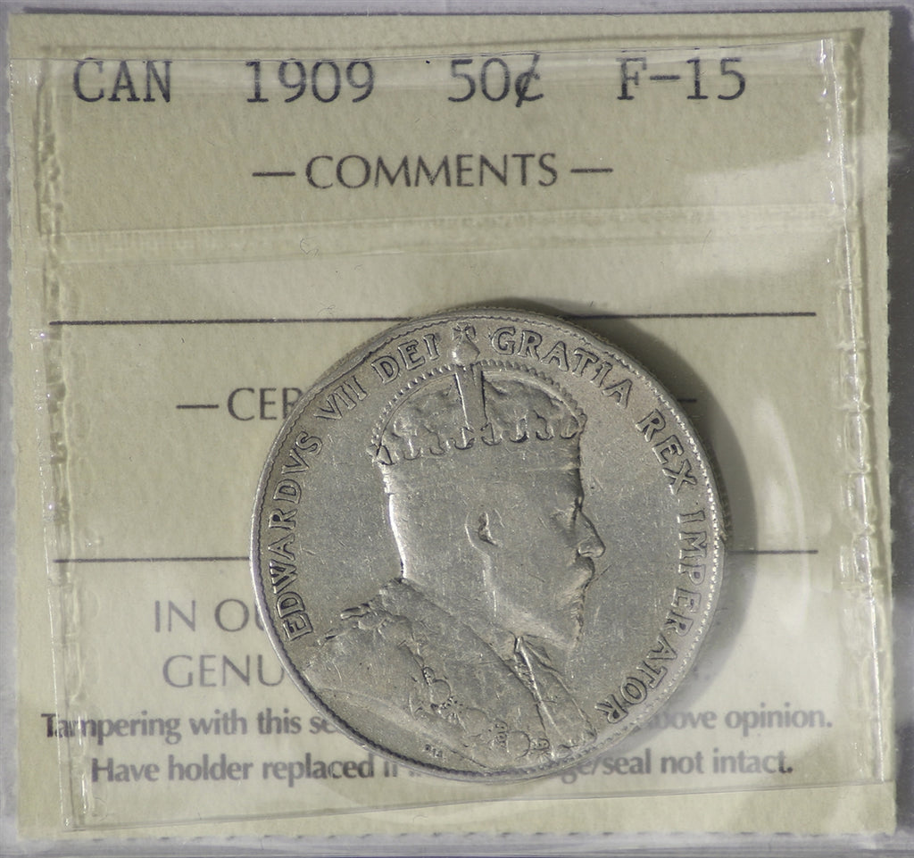 1909 Canada 50-cents ICCS Certified F15