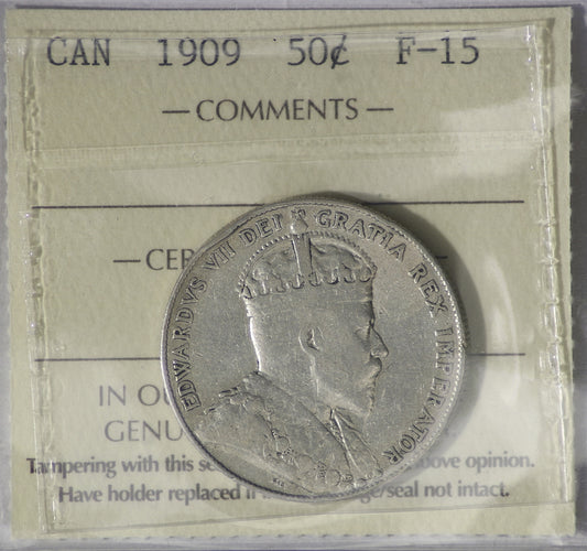 1909 Canada 50-cents ICCS Certified F15