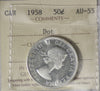 1958 Dot Canada 50-cents ICCS Certified AU55
