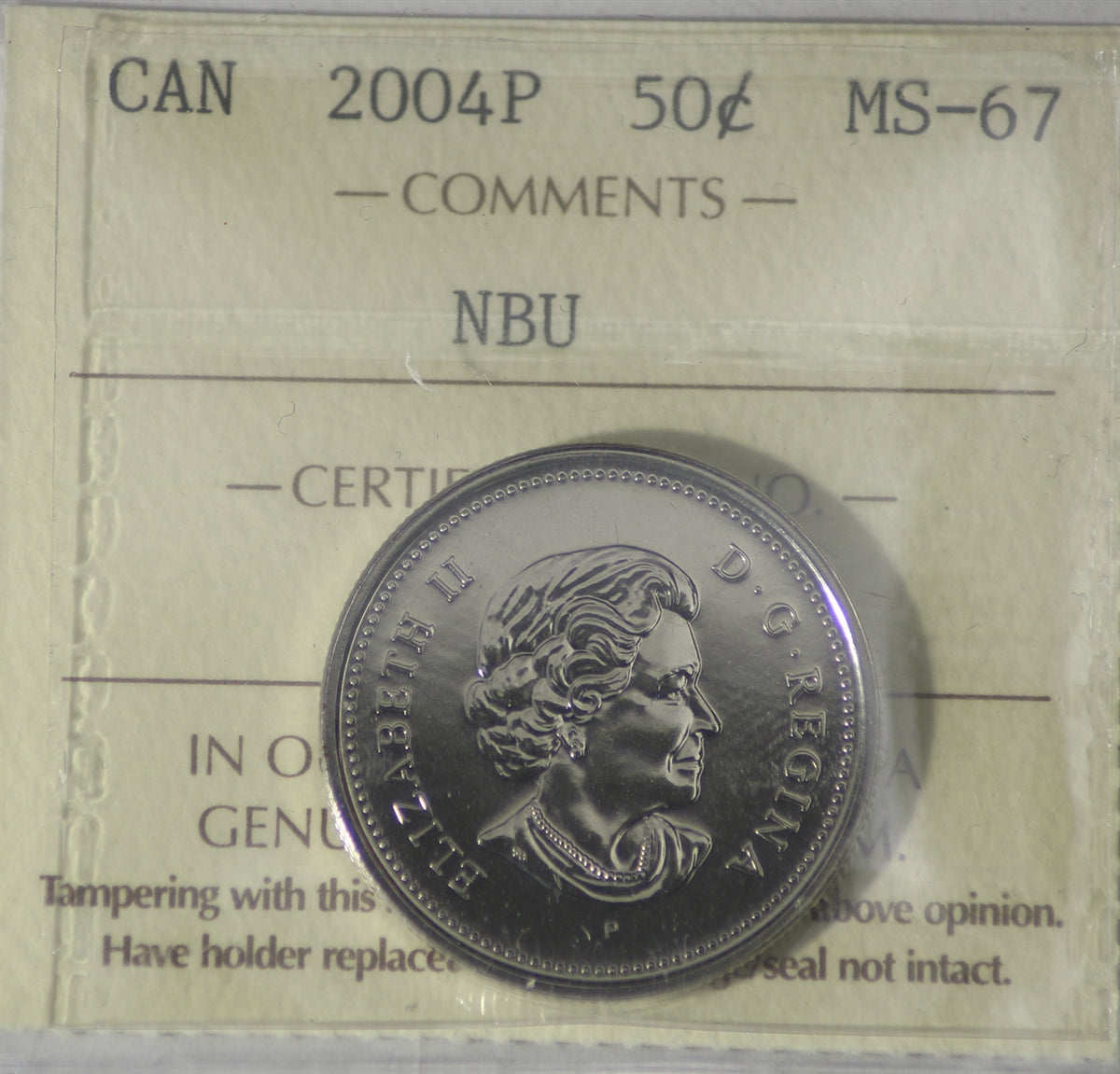 2004P Canada 50-cents ICCS Certified MS67 NBU
