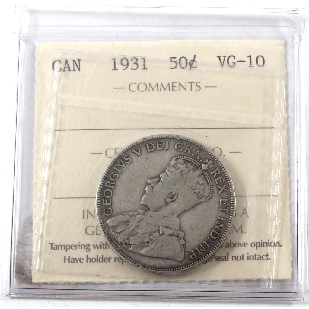 1931 Canada 50-cents ICCS Certified VG10