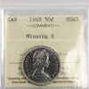 1968 Missing A Canada 50-cents ICCS Certified MS63