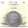 1870 LCW Canada 50-cents ICCS Certified G6
