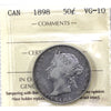 1898 Canada 50-cents ICCS Certified VG10