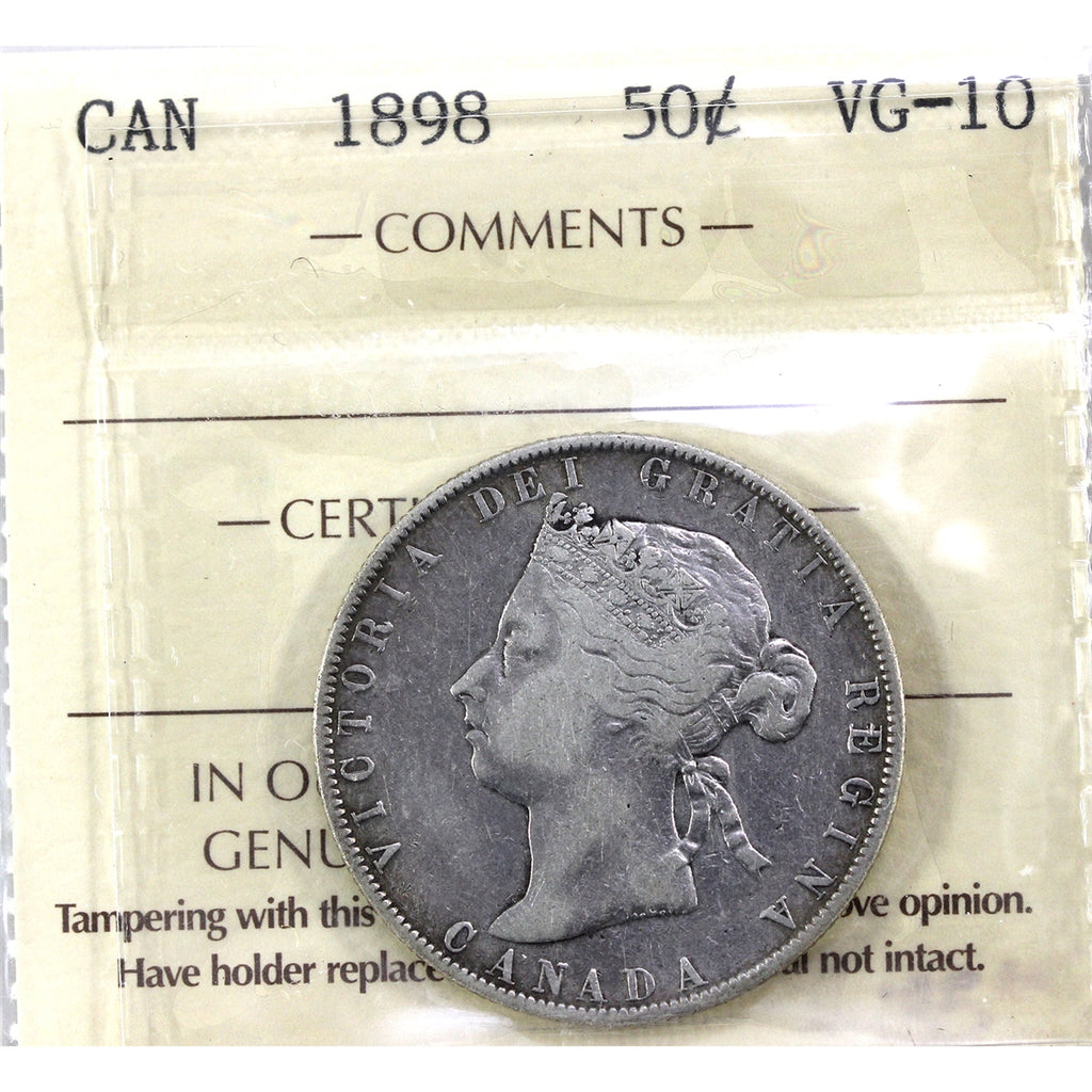 1898 Canada 50-cents ICCS Certified VG10