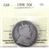 1908 Canada 50-cents ICCS Certified G6