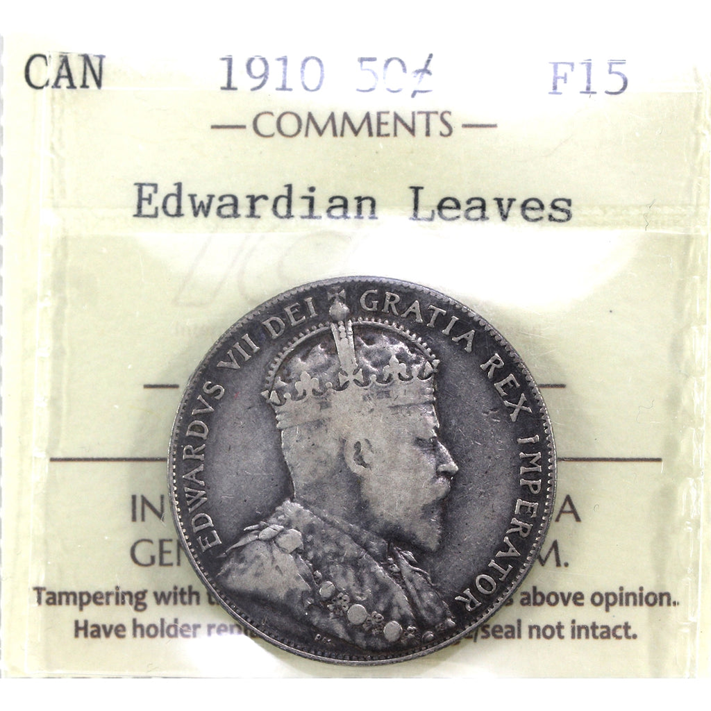 1910 Edwardian Leaves Canada 50-cents ICCS Certified F15