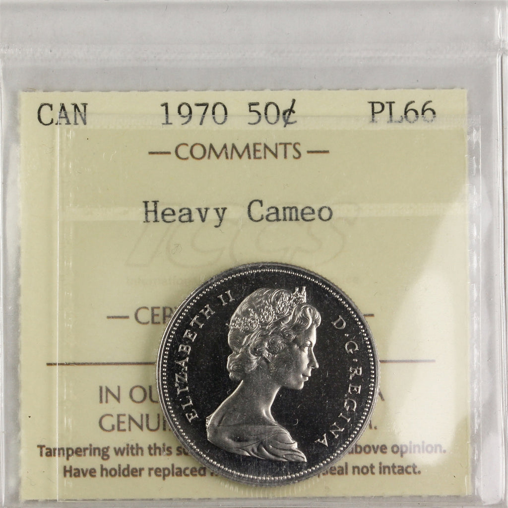 1970 Canada 50-cents ICCS Certified PL66 Heavy Cameo