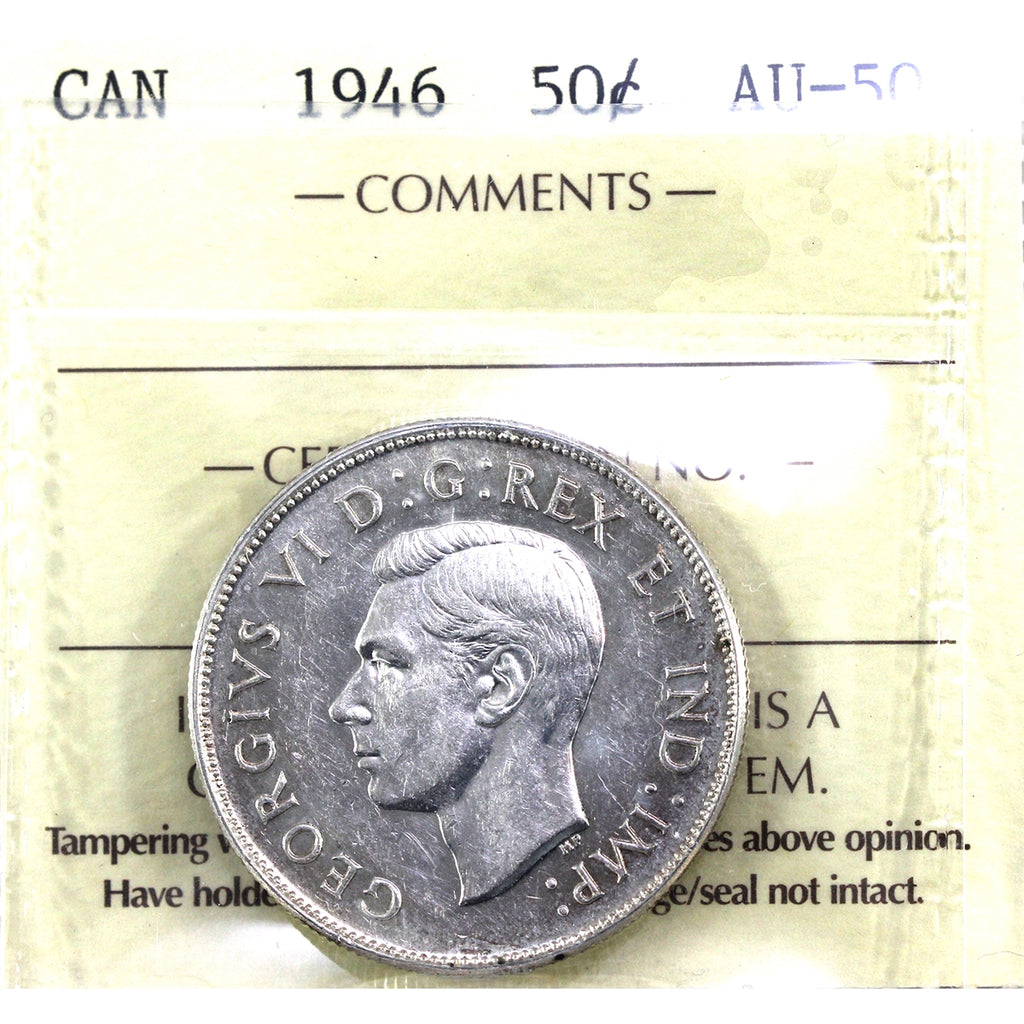 1946 Canada 50-cents ICCS Certified AU50