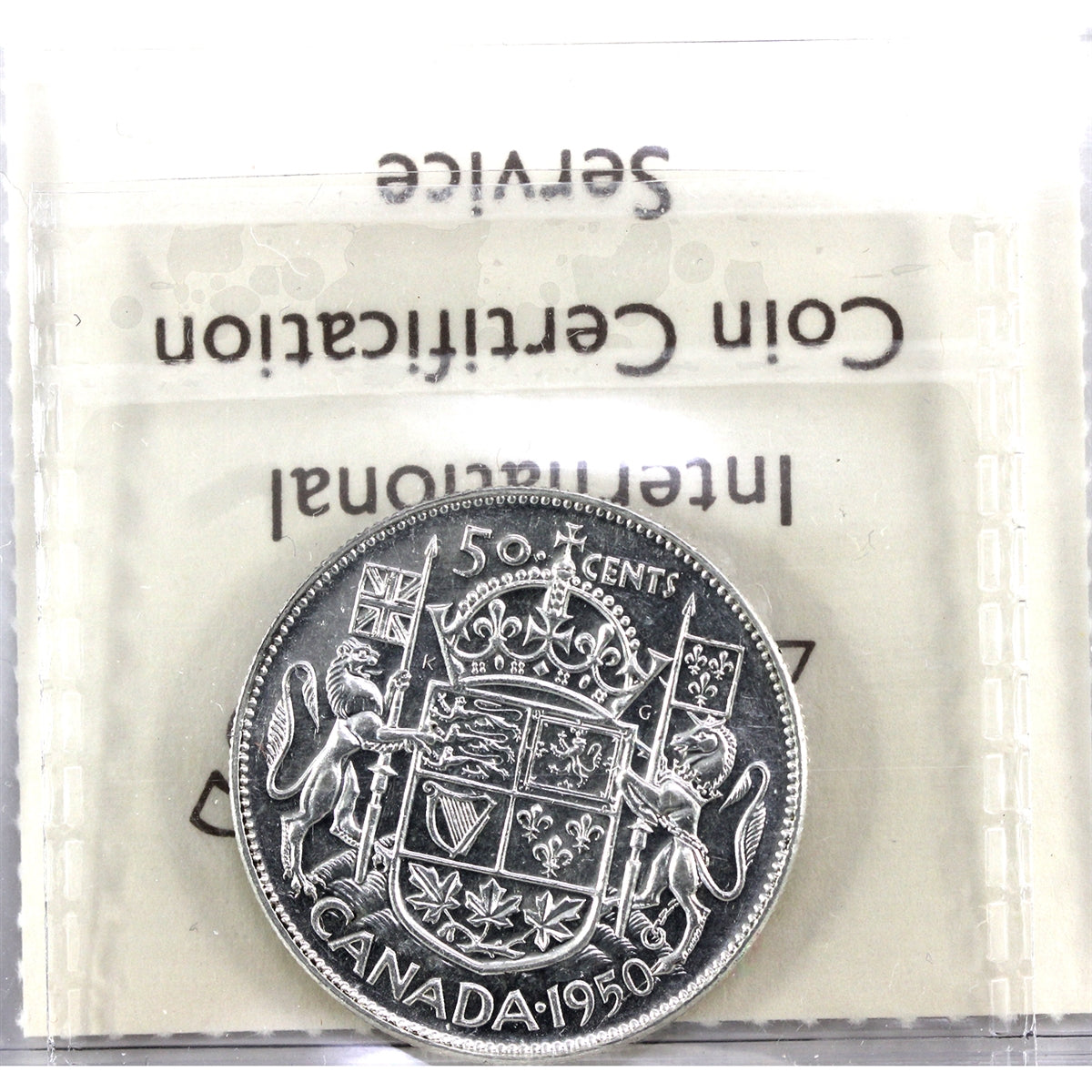 1950 No Design Canada 50-cents ICCS Certified AU50