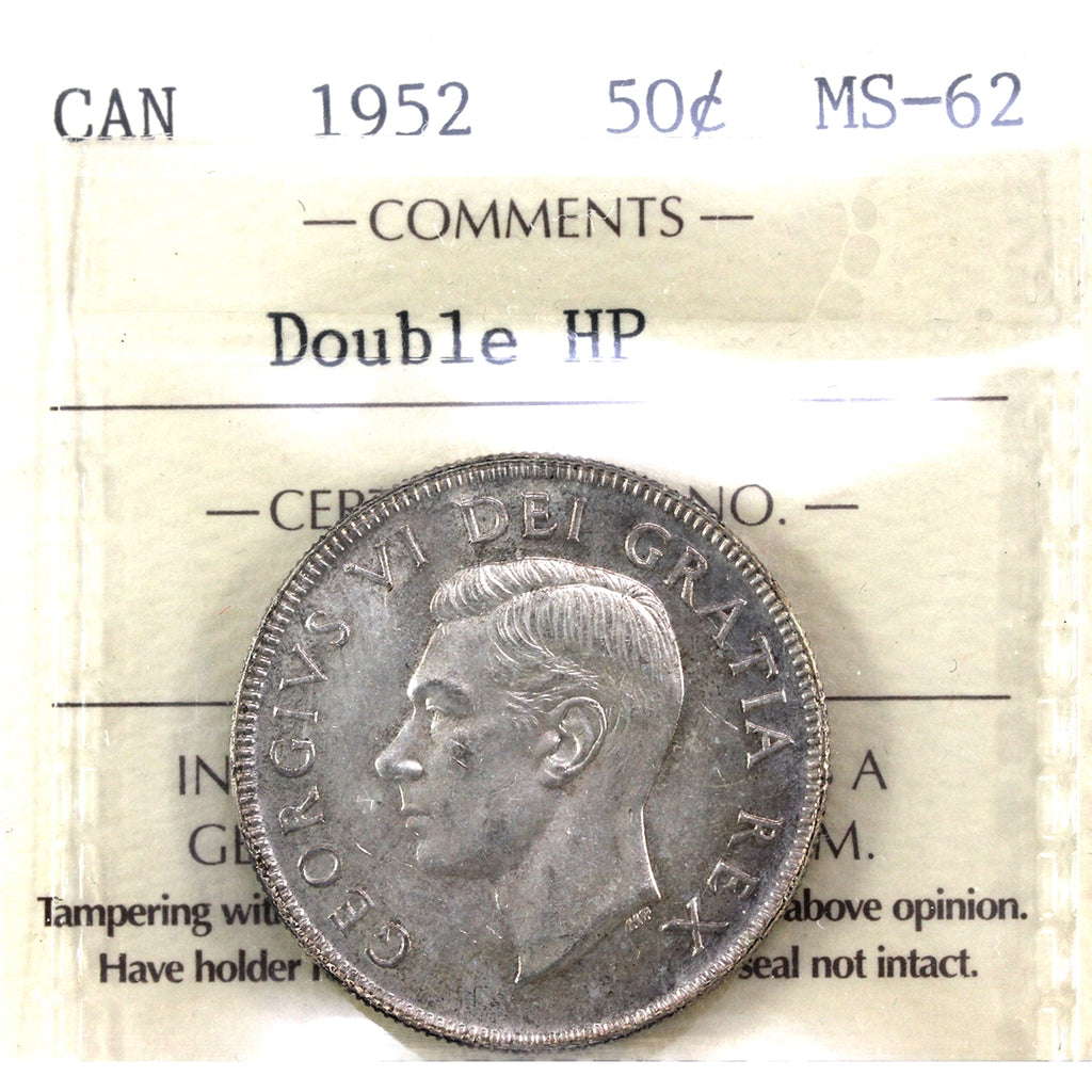 1952 Double HP Canada 50-cents ICCS Certified MS62