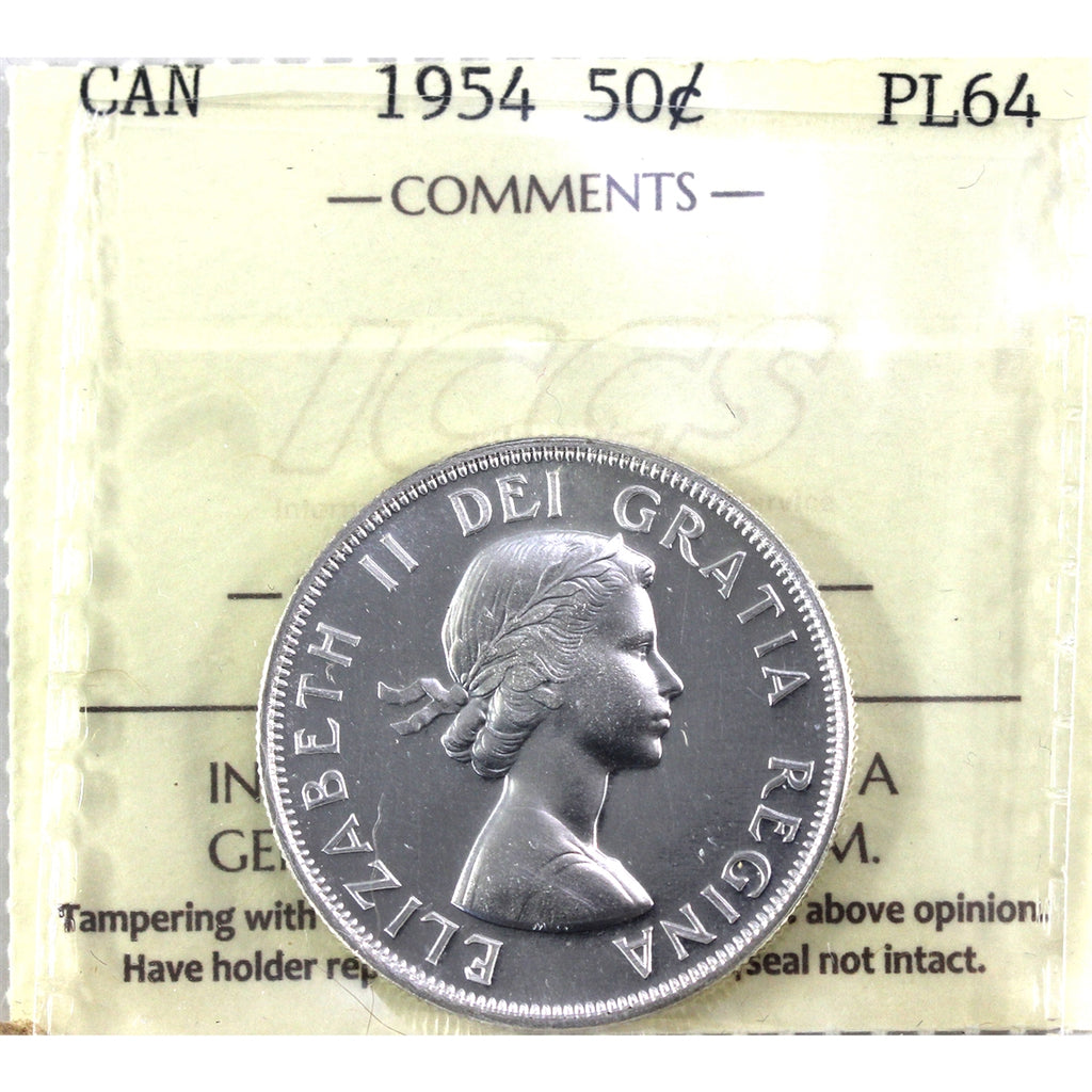 1954 Canada 50-cents ICCS Certified PL64