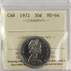 1972 Canada 50-cents ICCS Certified MS64